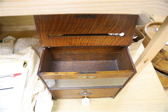 An Edwardian oak letter / book post box, height 33cm